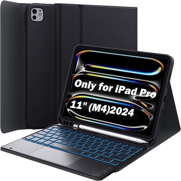 iPad Pro 11" M5/M4 Keyboard Case (2025/24) Detachable, 7-Color Backlit - Picture 1 of 10